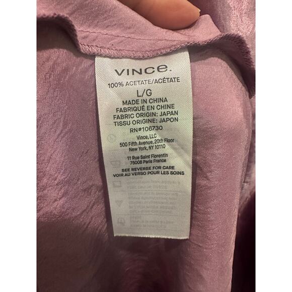 Vince V-neck Maxi Satin Slip Dress in Petal Nectar Pink Purple Large - Picture 8 of 10